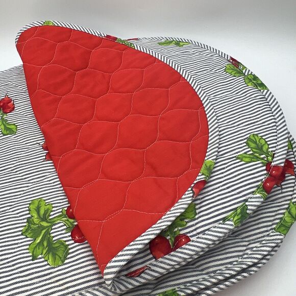 Set 12 Blue Striped Raddish Quilted Placemats Napkins Garden Summer Outdoor 17" - Picture 4 of 9